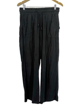 Classic Concepts Womens Wide Leg Pants XL Black Viscose Pull On High Rise Boho